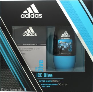 Adidas Ice Dive Set Regalo 50ml Aftershave + 50ml Deodorant Roll-On - Luxuryhaircenter