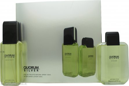 Antonio Puig Quorum Silver Set Regalo 100ml EDT + 100ml Aftershave - Luxuryhaircenter