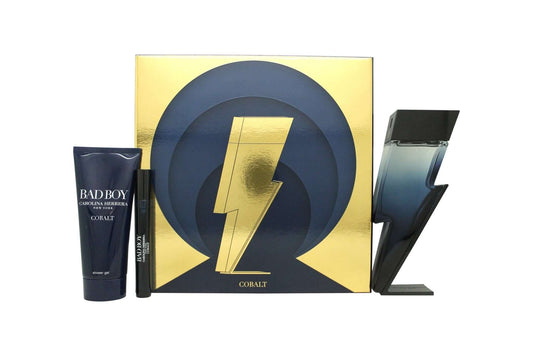 Carolina Herrera Bad Boy Cobalt Gift Set 100ml EDP + 100ml Shower Gel + 10ml EDP - Luxuryhaircenter