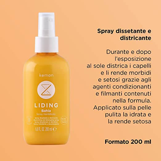 Kemon - Liding Bahia, Spray Idratante e Districante Capelli e Corpo dopo sole con Semi di Girasole, 200 ml - Luxuryhaircenter